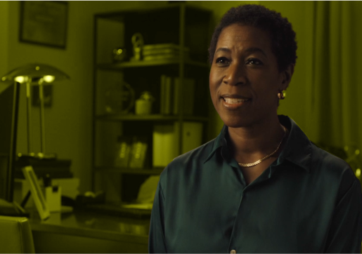 Video still of Dr Tims-Cook, an African American female physician