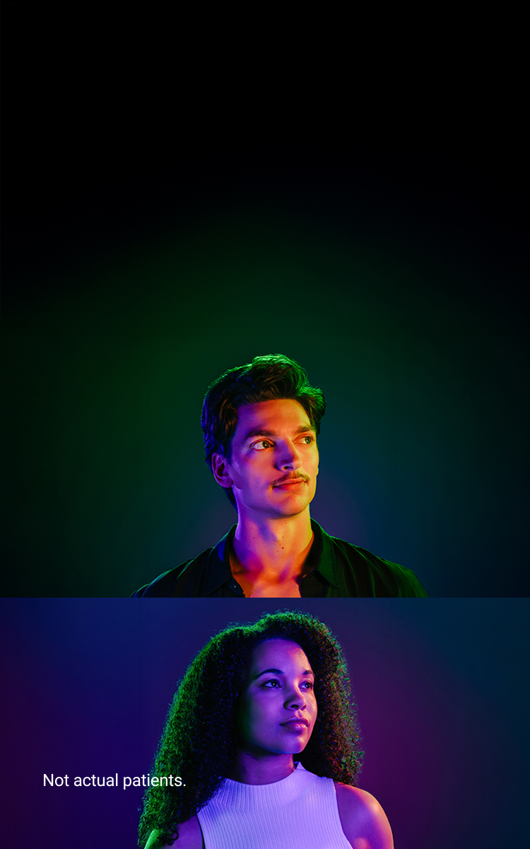 Banner image of Black woman and a Caucasian male on a gradient background. Not actual patients.