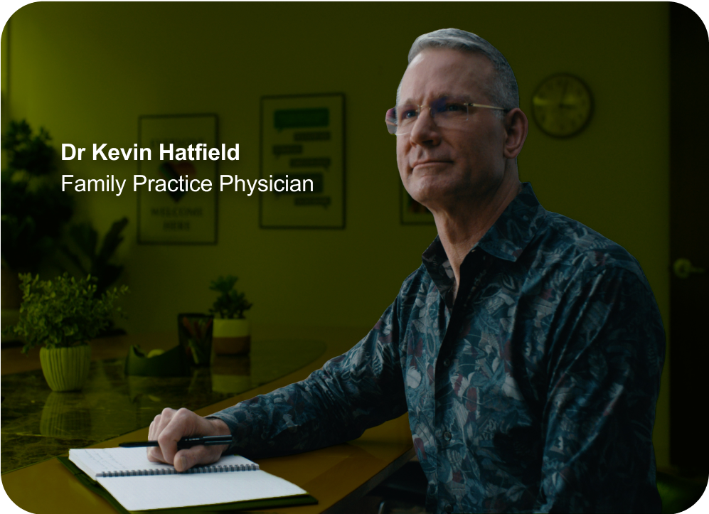 Video still of Dr Hodge, an African American male physician